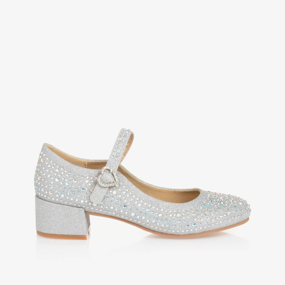 Angel's Face-Teen Girls Silver Diamanté Heeled Bar Shoes | Childrensalon Outlet