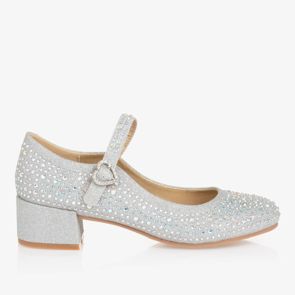 Angel's Face-Teen Girls Silver Diamanté Heeled Bar Shoes | Childrensalon Outlet