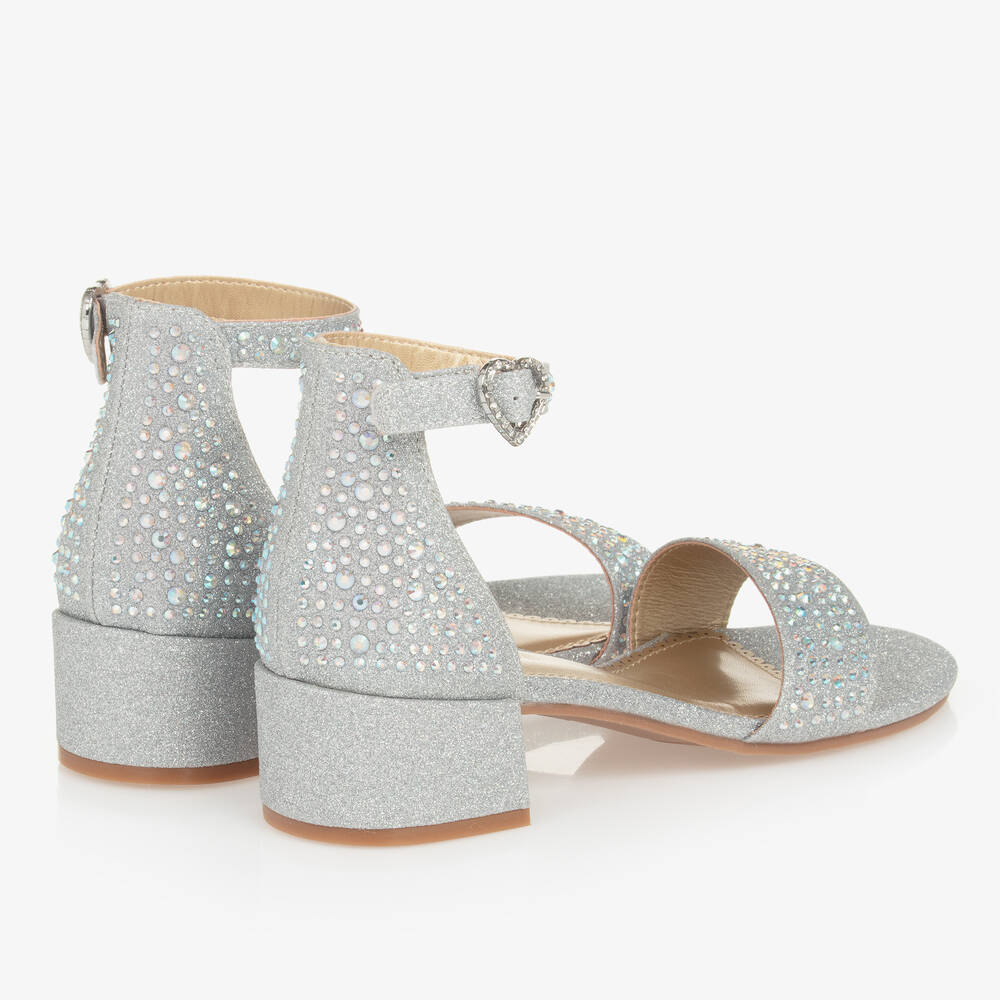 Angel's Face-صندل بكعب لون فضّي مزين بديامنتي للمراهقات | Childrensalon Outlet