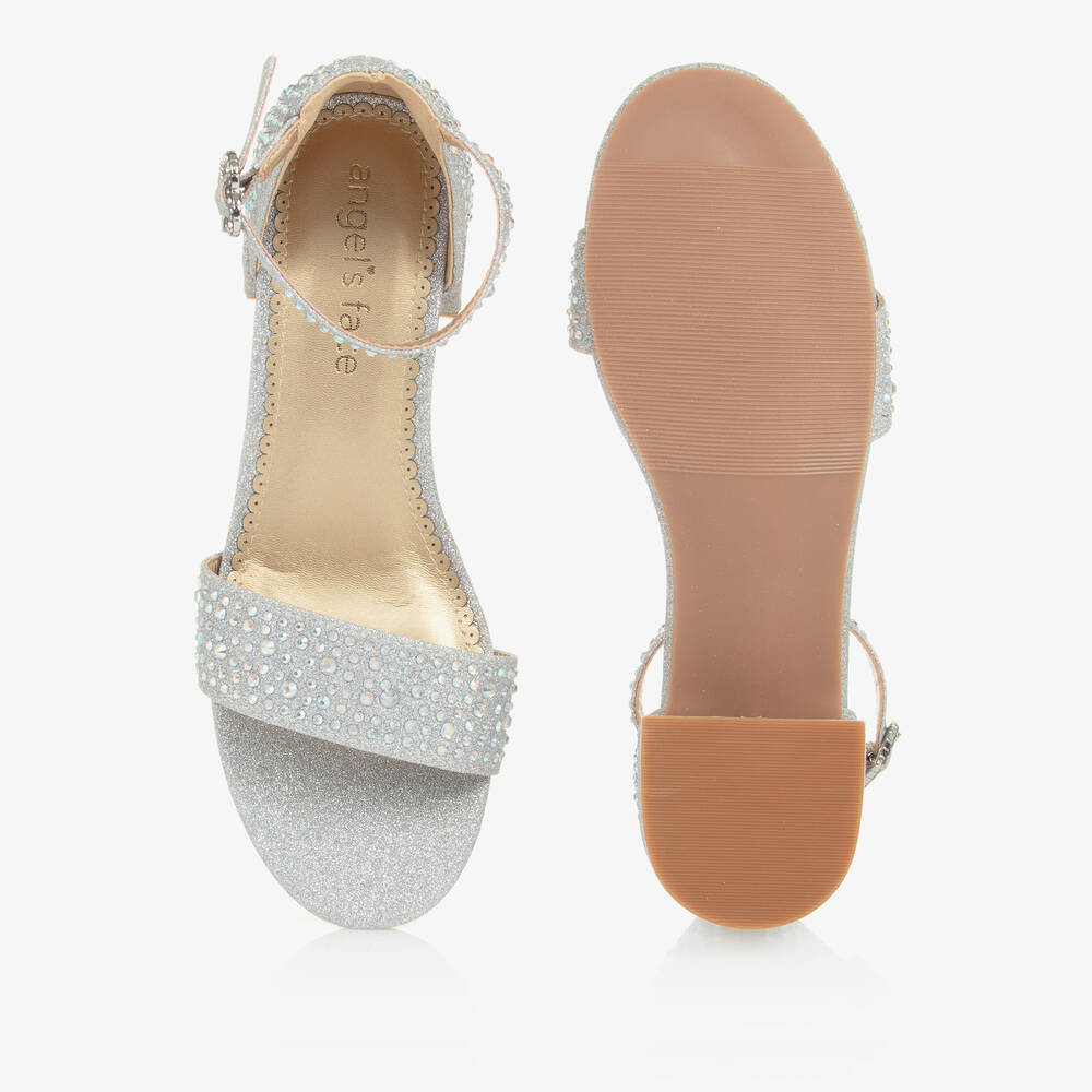 Angel's Face-صندل بكعب لون فضّي مزين بديامنتي للمراهقات | Childrensalon Outlet