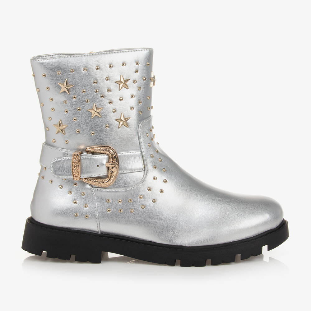 Angel's Face-Teen Girls Silver Studded Faux Leather Boots | Childrensalon Outlet