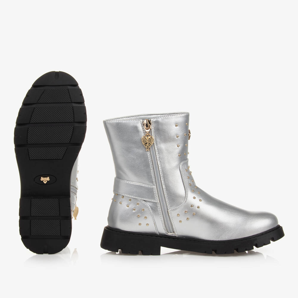 Angel's Face-Teen Girls Silver Studded Faux Leather Boots | Childrensalon Outlet