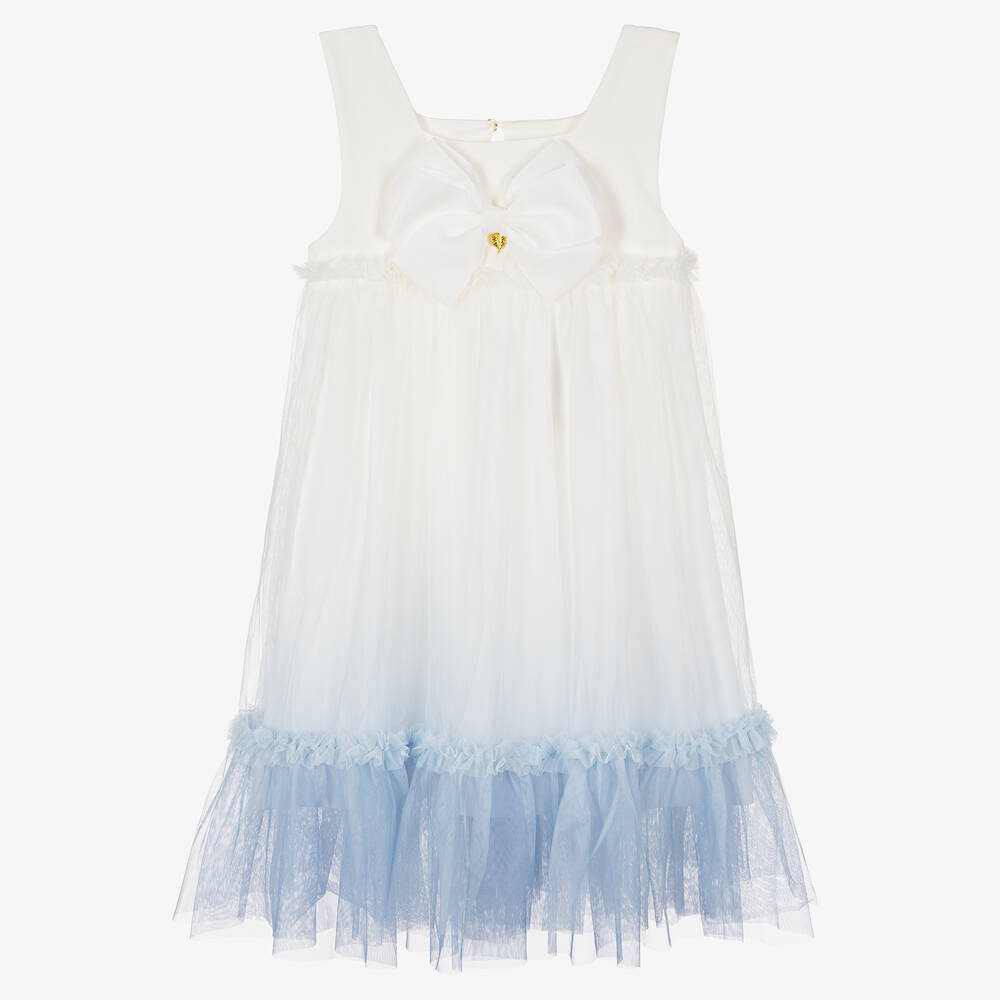 Angel's Face - Teen Ombré-Tüllkleid in Weiß & Blau | Childrensalon