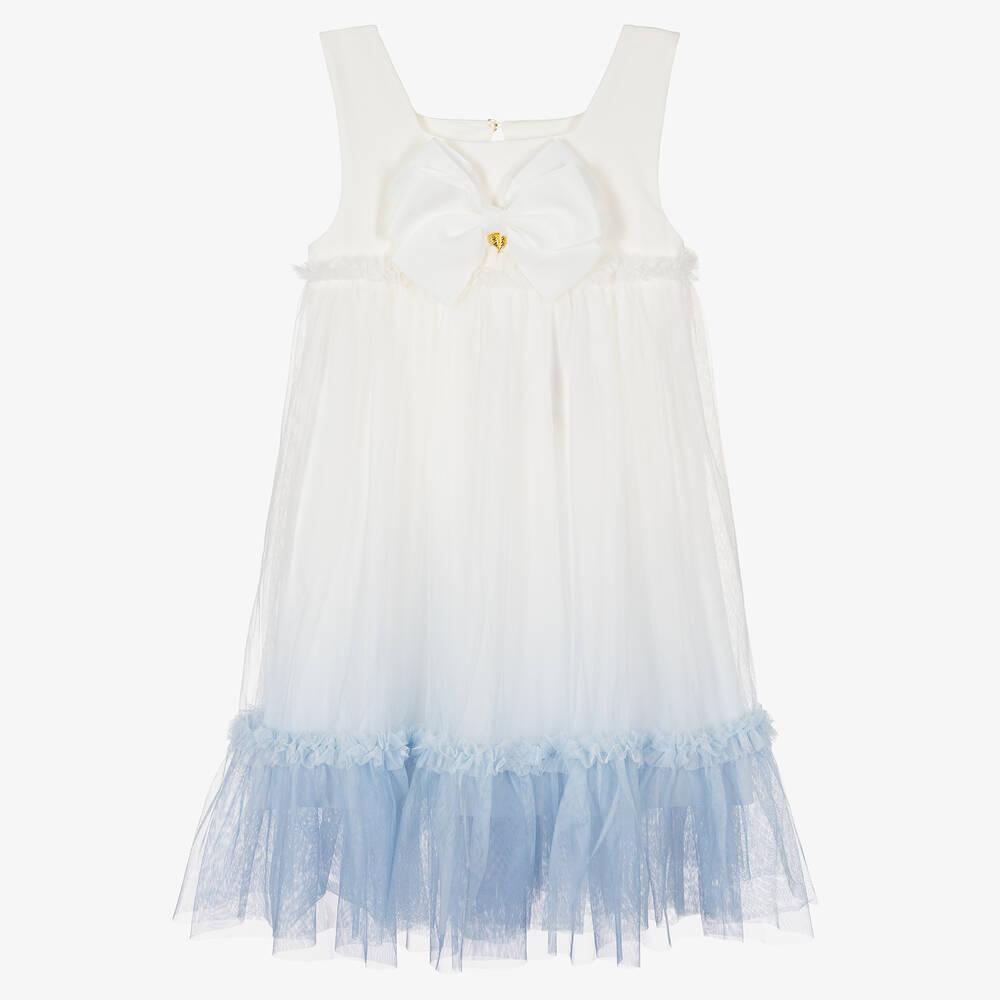 Angel's Face-Бело-голубое платье из тюля с эффектом омбре | Childrensalon Outlet