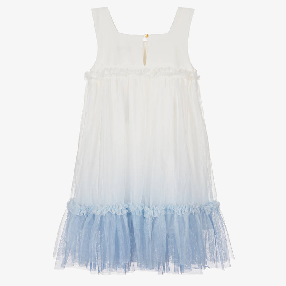 Angel's Face-Teen Girls White & Blue Tulle Ombré Dress | Childrensalon Outlet