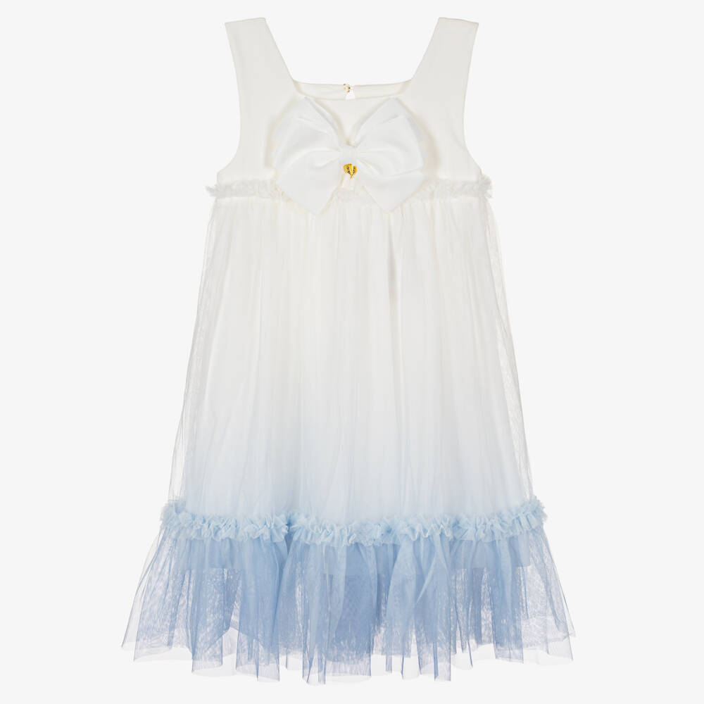 Angel's Face-Teen Girls White & Blue Tulle Ombré Dress | Childrensalon Outlet