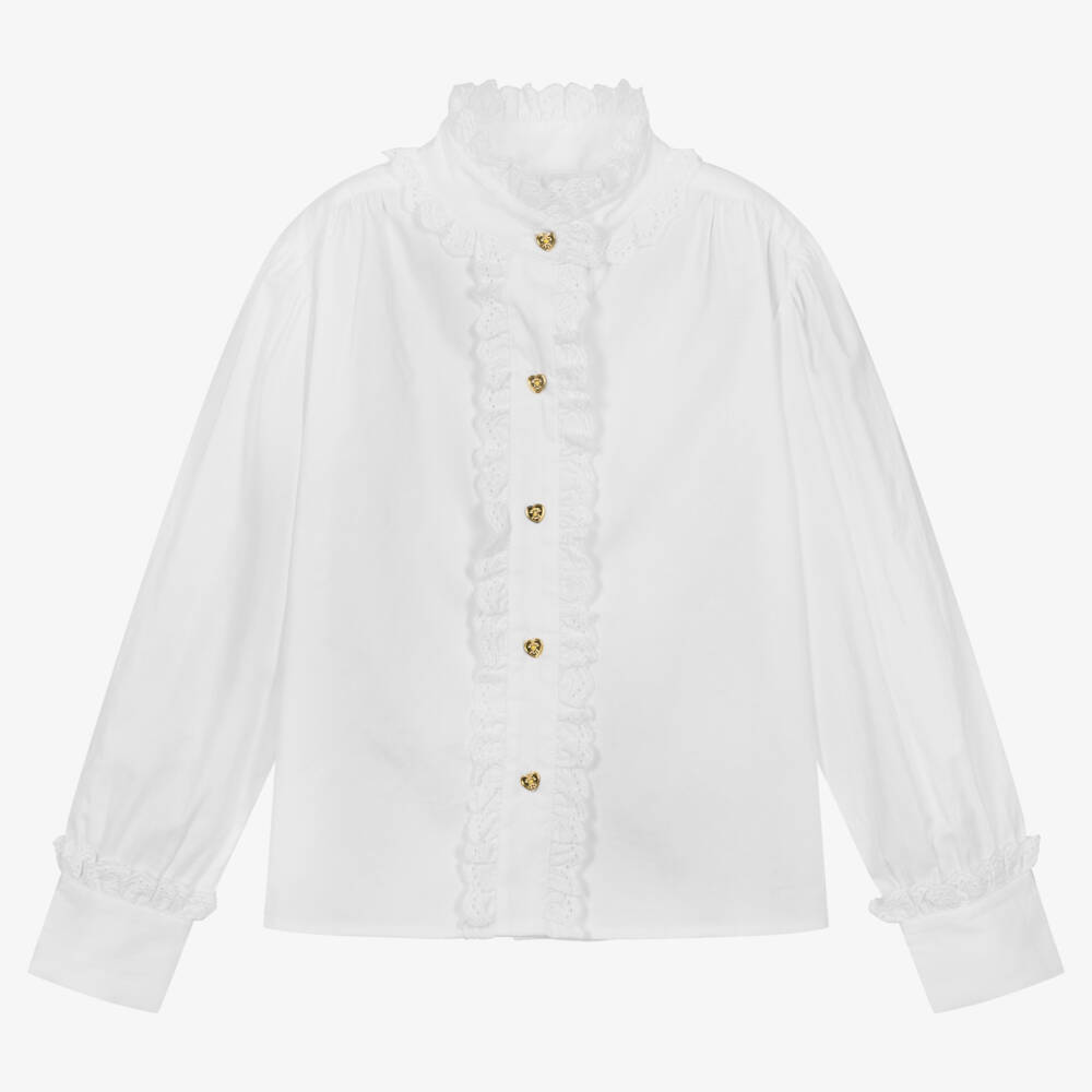 Angel's Face-Teen Girls White Cotton Ruffle Blouse | Childrensalon Outlet