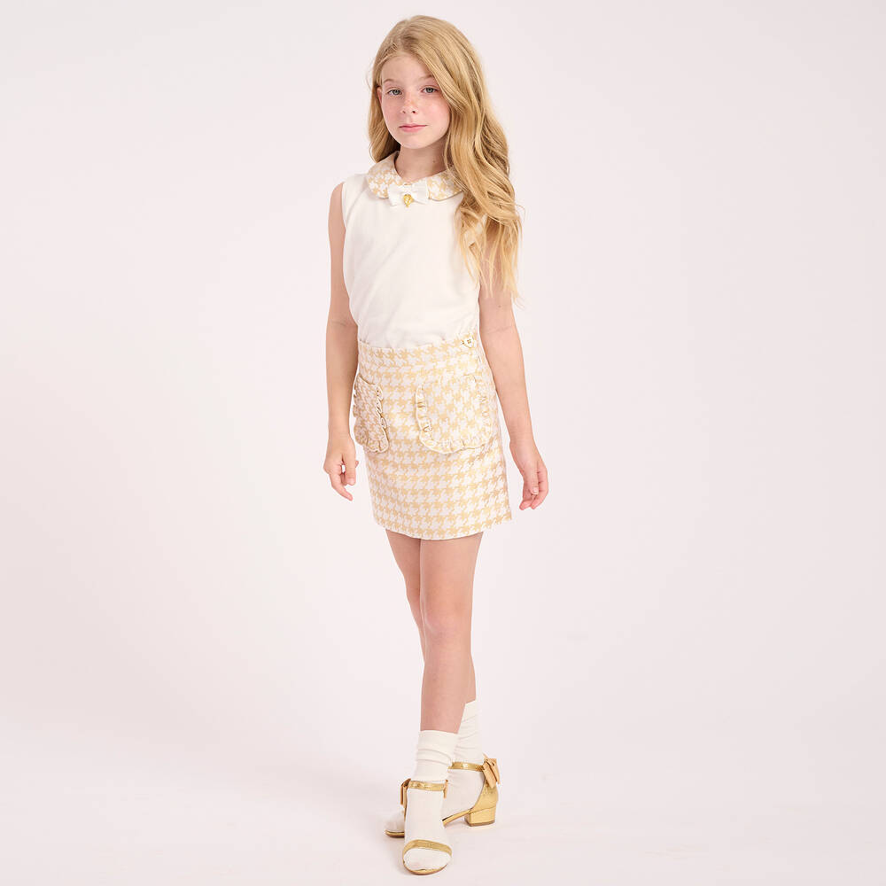 Angel's Face-Бело-золотистая безрукавка | Childrensalon Outlet