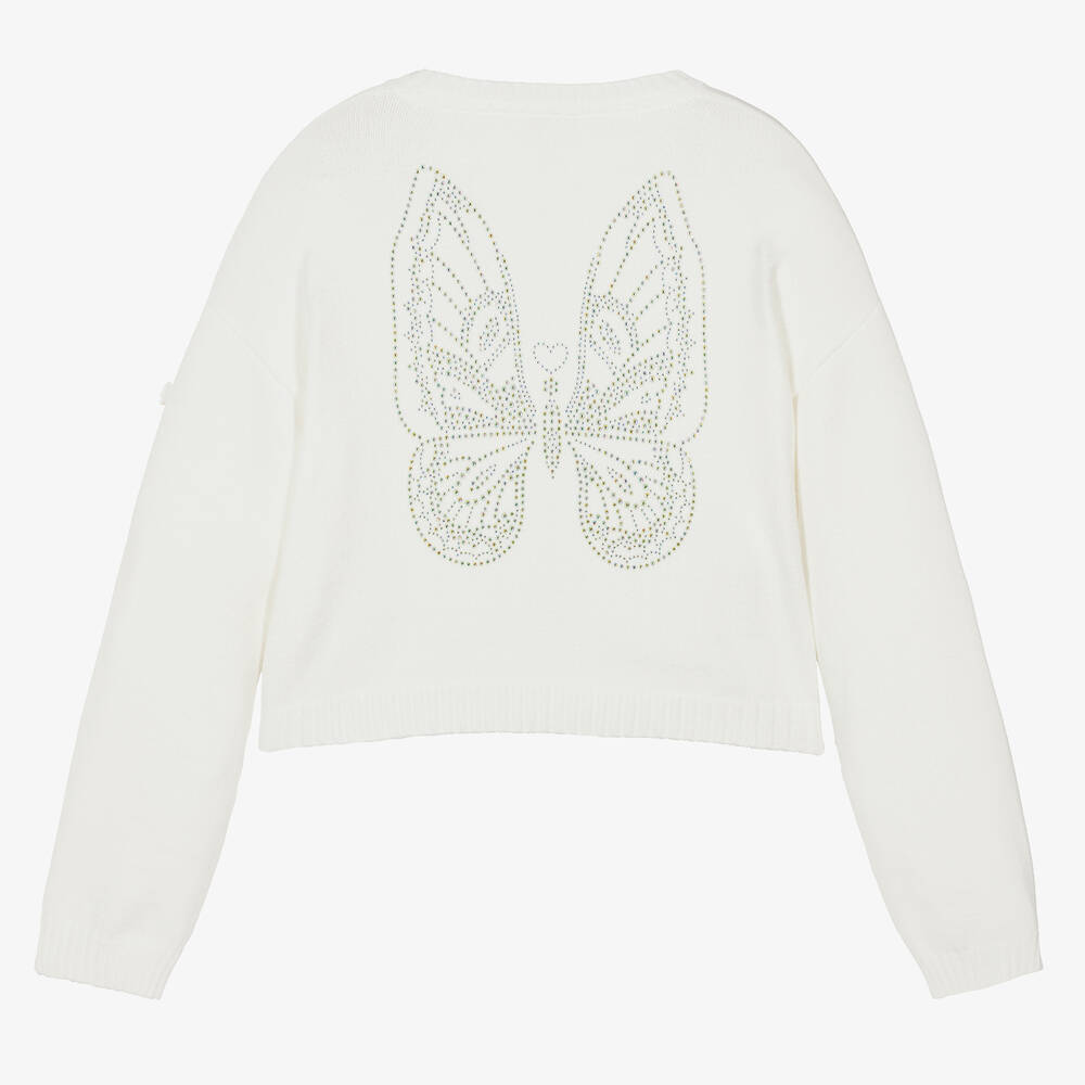 Angel s Face Teen Girls White Knit Butterfly Sweater