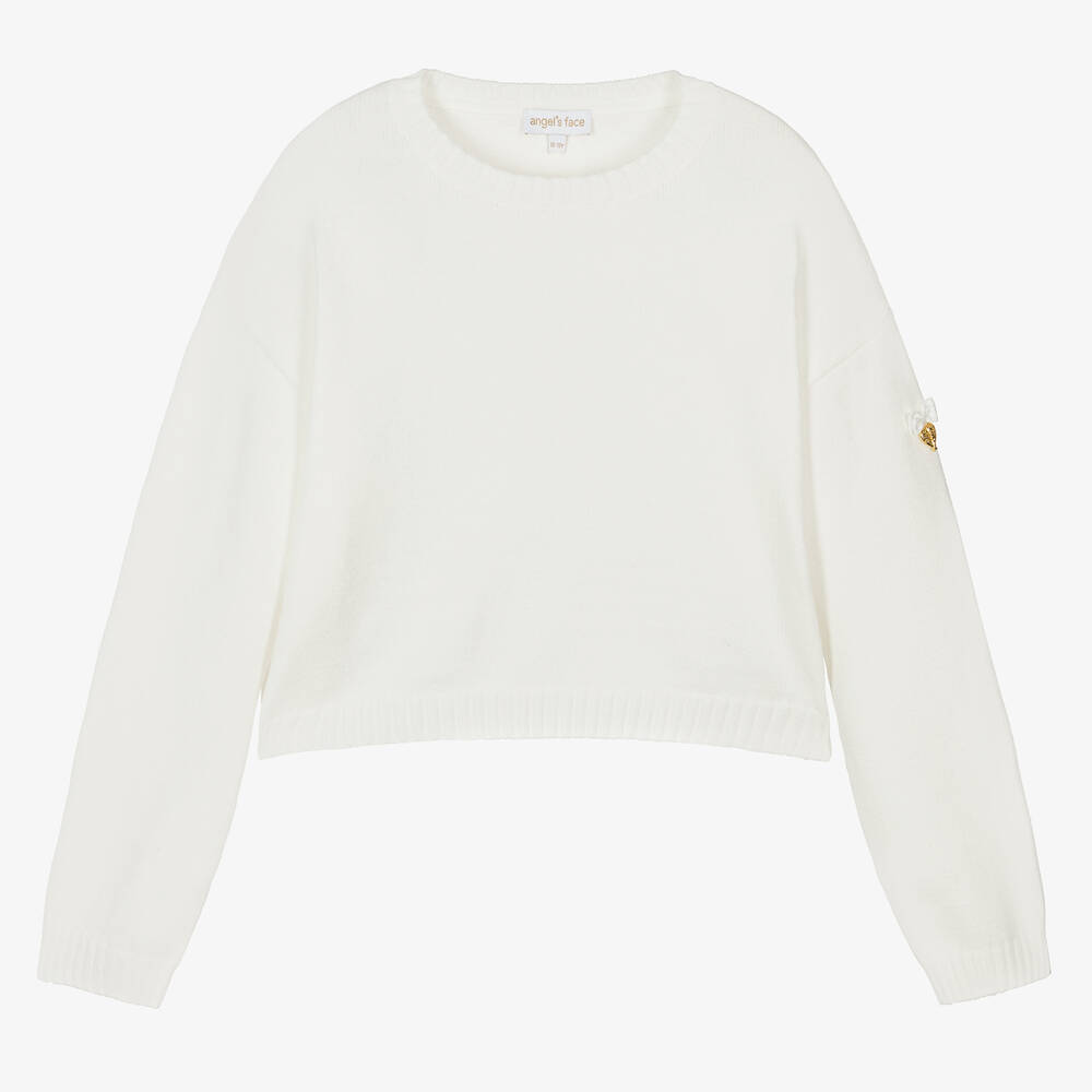 Angel's Face-Teen Girls White Knit Butterfly Sweater | Childrensalon Outlet