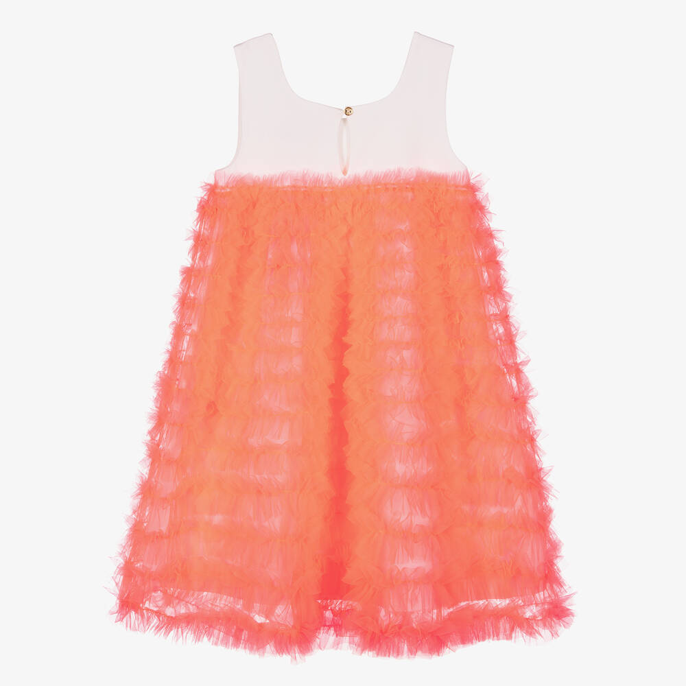 Angel's Face-Teen Girls White & Neon Orange Tulle Dress | Childrensalon Outlet
