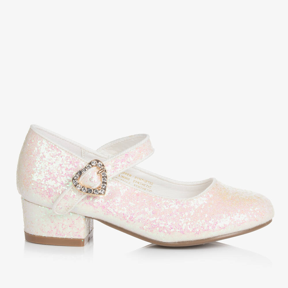 Angel's Face-Teen Girls White & Pink Glitter Buckle Shoes | Childrensalon Outlet