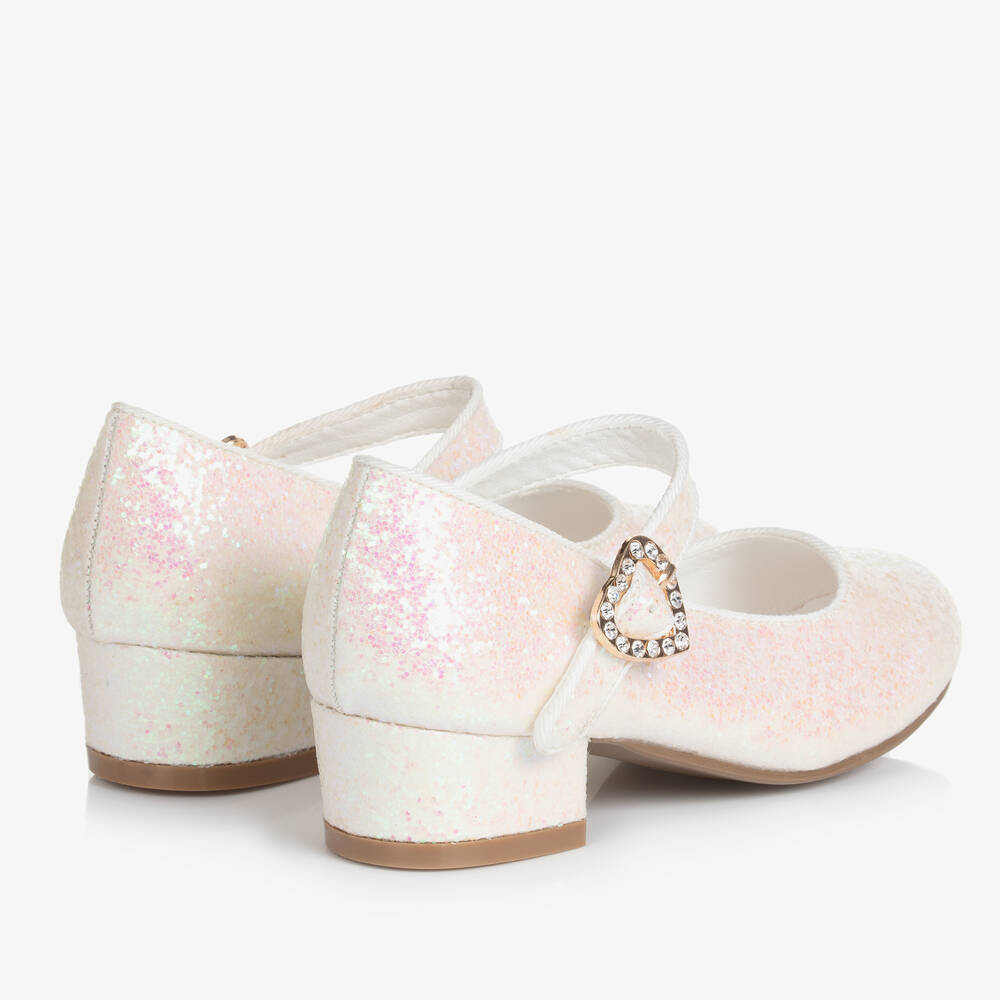 Angel's Face-Teen Girls White & Pink Glitter Buckle Shoes | Childrensalon Outlet
