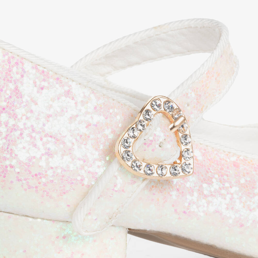 Angel's Face-Teen Girls White & Pink Glitter Buckle Shoes | Childrensalon Outlet