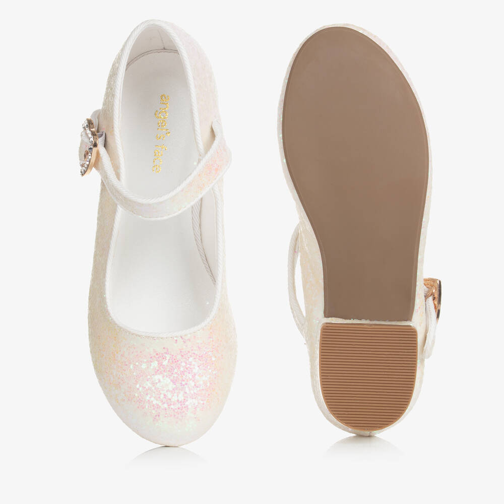 Angel's Face-Teen Girls White & Pink Glitter Buckle Shoes | Childrensalon Outlet