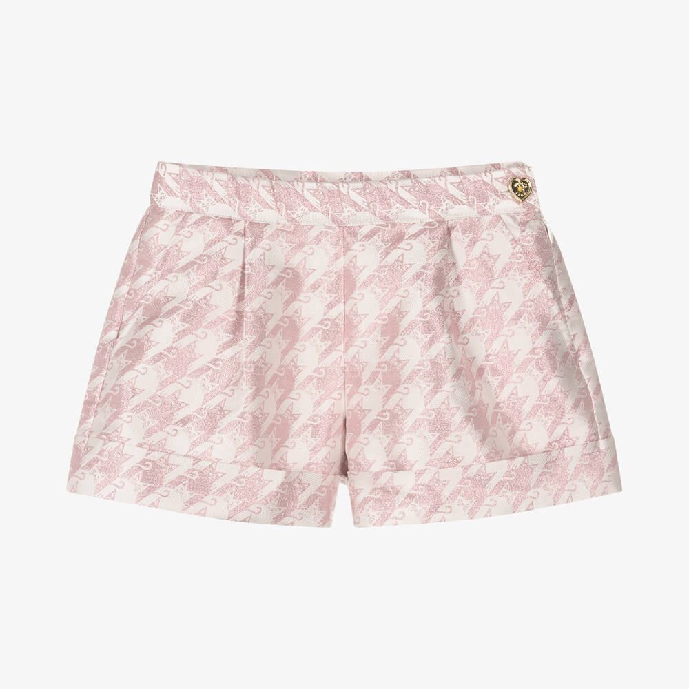 Angel's Face - Teen Jacquard-Shorts in Weiß & Rosa | Childrensalon