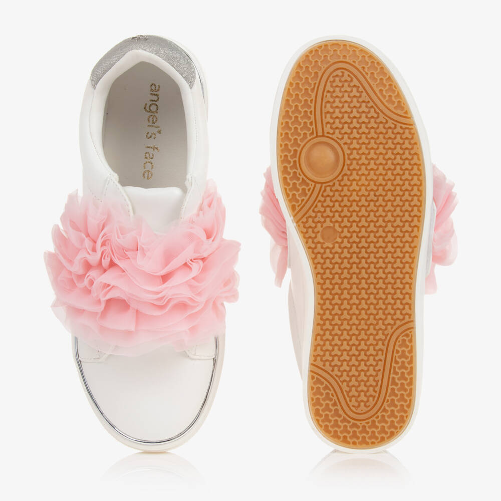 Angel's Face-Teen Girls White & Pink Ruffle Trainers | Childrensalon Outlet