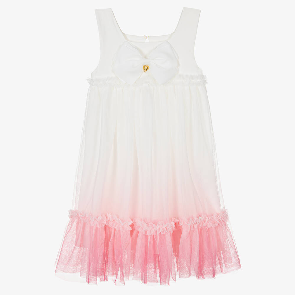 Angel's Face - Teen Girls White & Pink Tulle Ombré Dress | Childrensalon