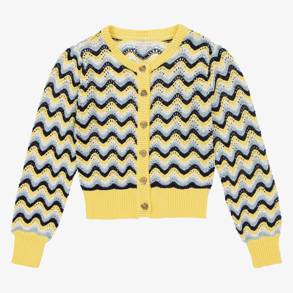 Angel s Face Teen Girls Yellow Blue Knitted Cardigan