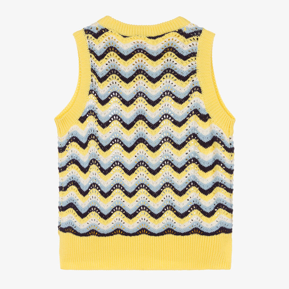 Angel's Face-Teen Girls Yellow & Blue Knitted Sweater Vest | Childrensalon Outlet