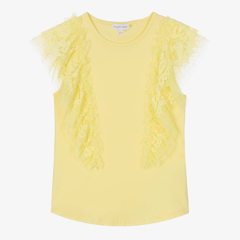 Angel's Face-Teen Girls Yellow Lace & Tulle T-Shirt | Childrensalon Outlet