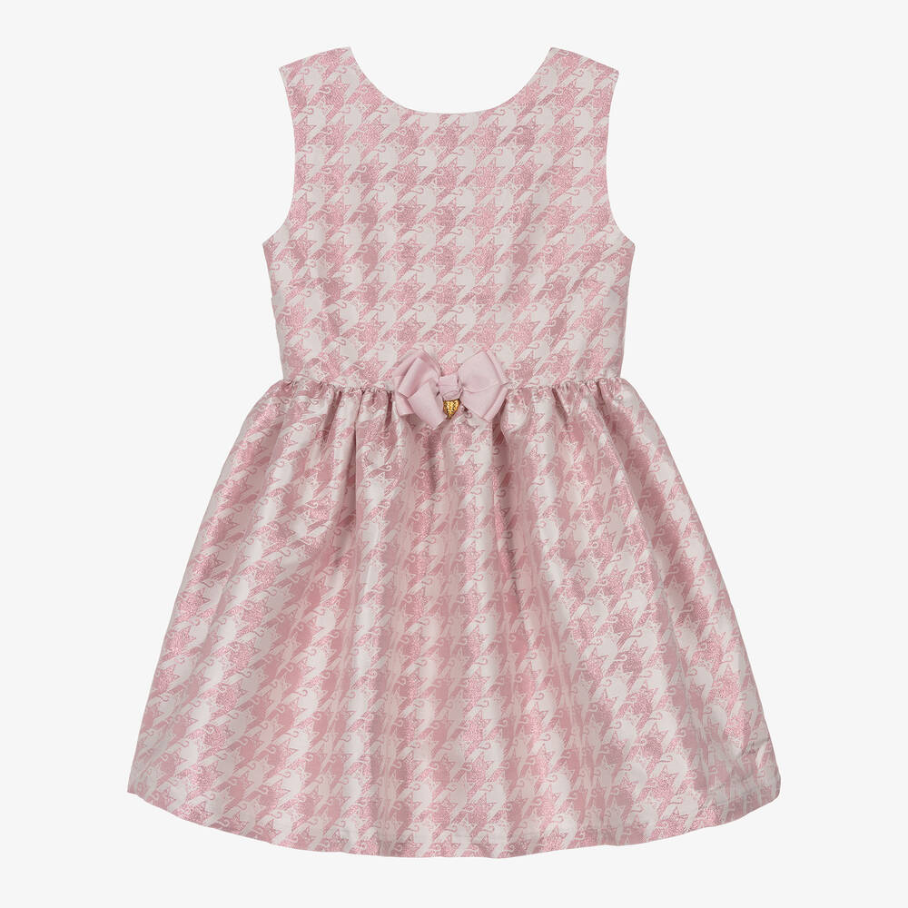 Angel's Face - Teen Pink Cat Houndstooth Jacquard Dress | Childrensalon