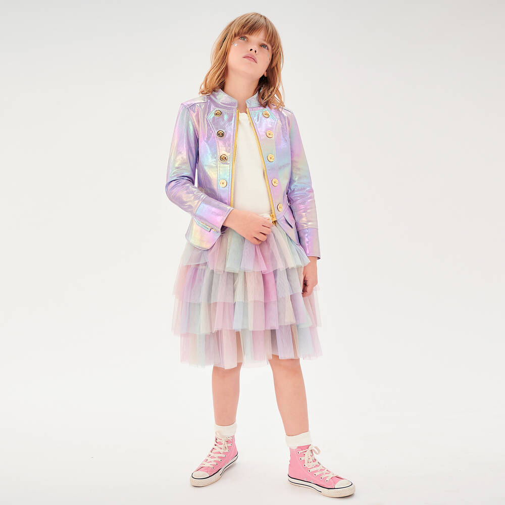 Angel's Face-Розовая многоярусная юбка с радужным эффектом для подростков | Childrensalon Outlet