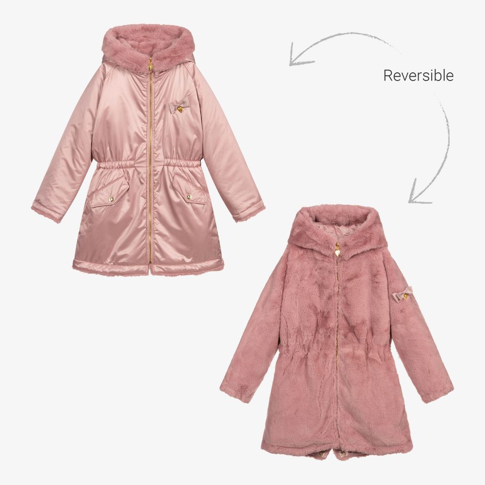 Angel's Face - Розовое двустороннее пальто для девушек | Childrensalon