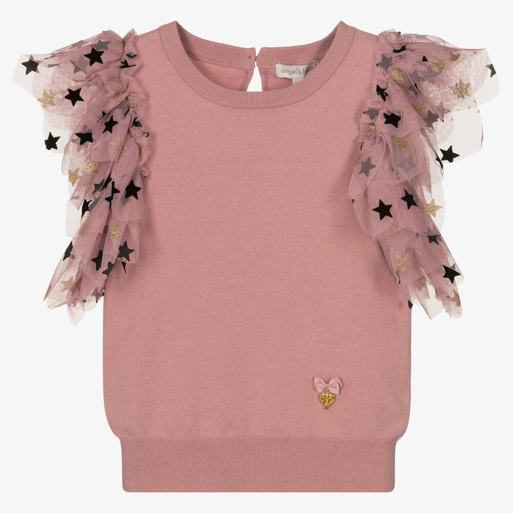 Angel's Face - Teen Pink Tulle Sleeves Top | Childrensalon