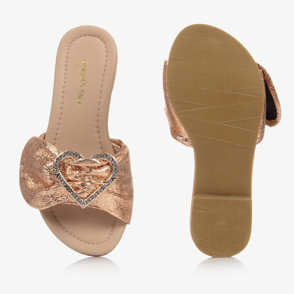 Angel's Face-Teen Rose Gold Heart Sliders | Childrensalon Outlet