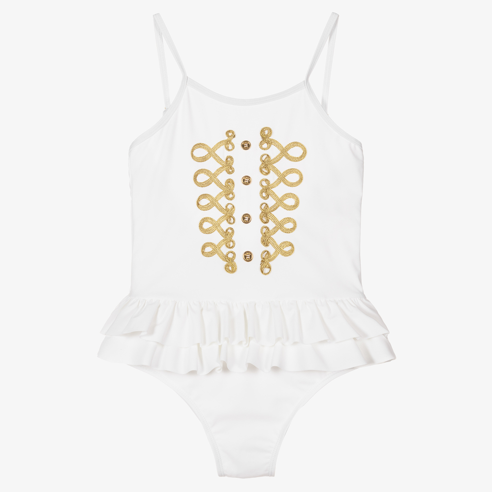 Angel's Face-Teen White Frill Swimsuit | Childrensalon Outlet