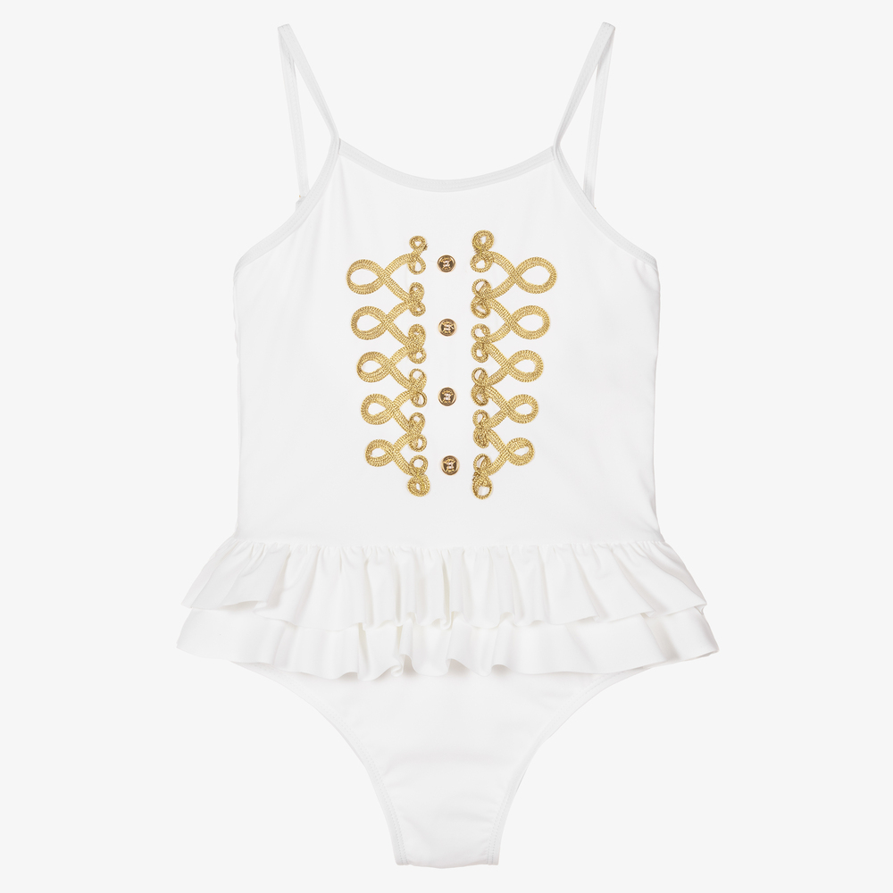 Angel's Face - Teen White Frill Swimsuit | Childrensalon