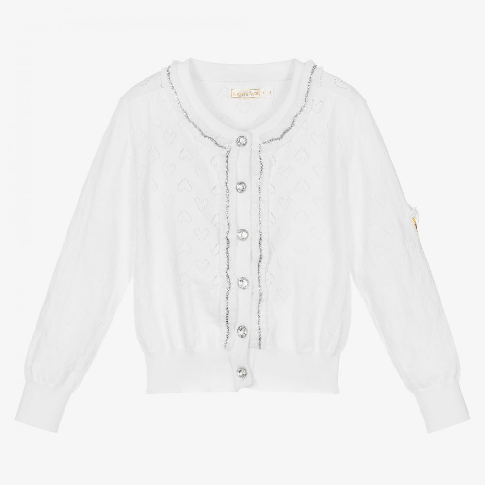 Angel's Face - White Cotton Knit Cardigan | Childrensalon