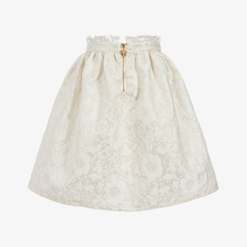 Angel's Face-White & Gold Jacquard Skirt | Childrensalon Outlet