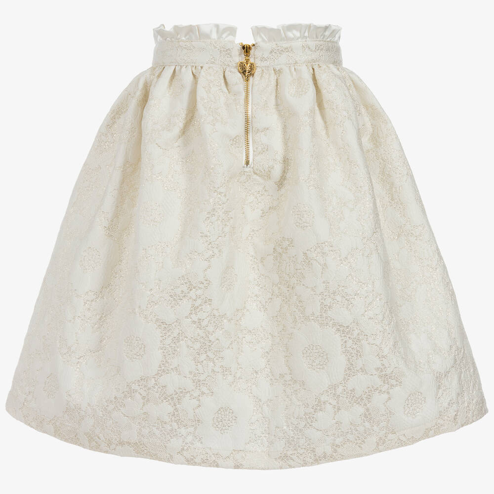 Angel's Face-تنورة جاكارد لون أبيض وذهبي | Childrensalon Outlet