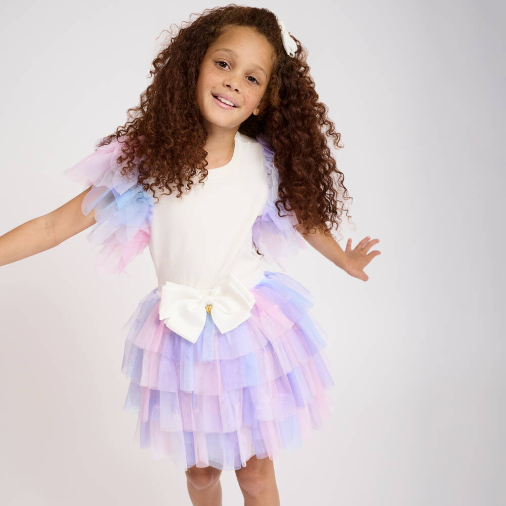 Angel's Face-White Knit & Tulle Top | Childrensalon Outlet