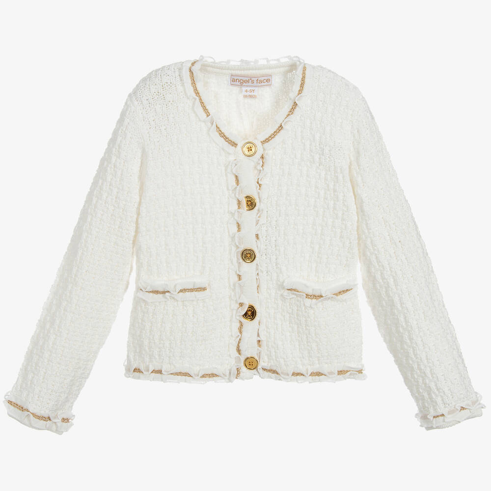 Angel's Face - White Knitted Cardigan | Childrensalon