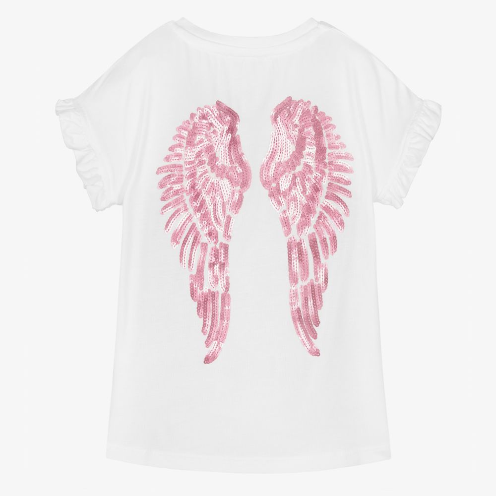 Angel's Face - White & Pink Wings T-Shirt | Childrensalon Outlet Angel's Face - White & Pink Wings T-Shirt | Childrensalon Outlet
