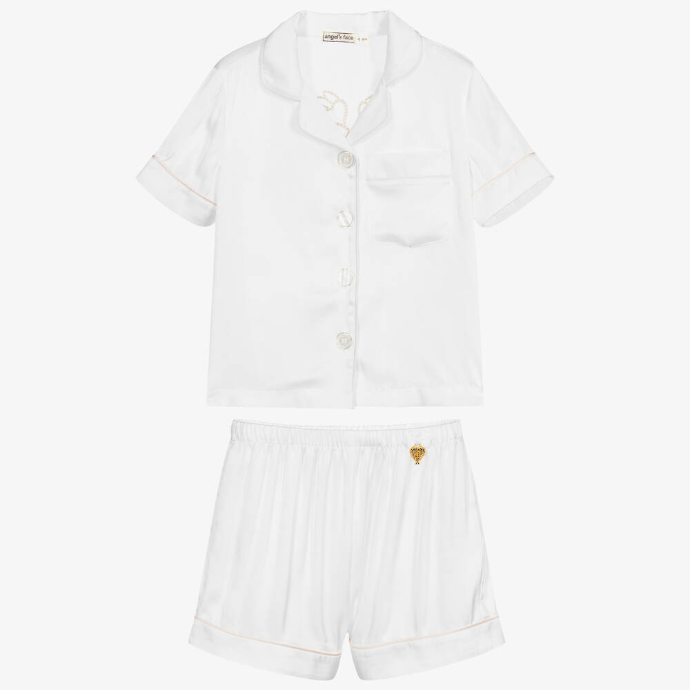 Angel's Face-White Satin Short Pyjamas | Childrensalon Outlet