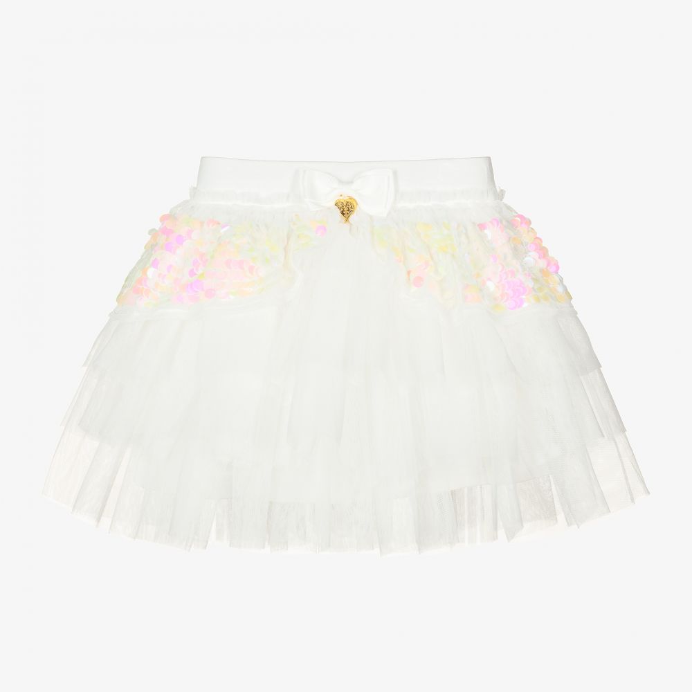 Angel's Face - White Sequin Tulle Tutu Skirt  | Childrensalon
