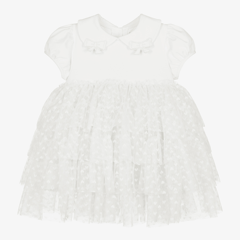 Angel's Face-Белое платье из тюля с сердечками для малышей | Childrensalon Outlet