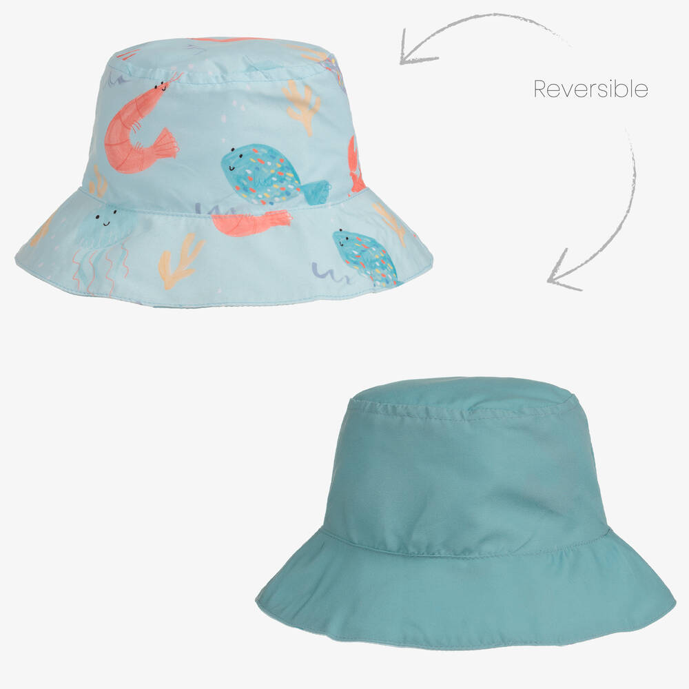 Archimede - قبعة بوجهين لون أزرق وأخضر للأولاد | Childrensalon