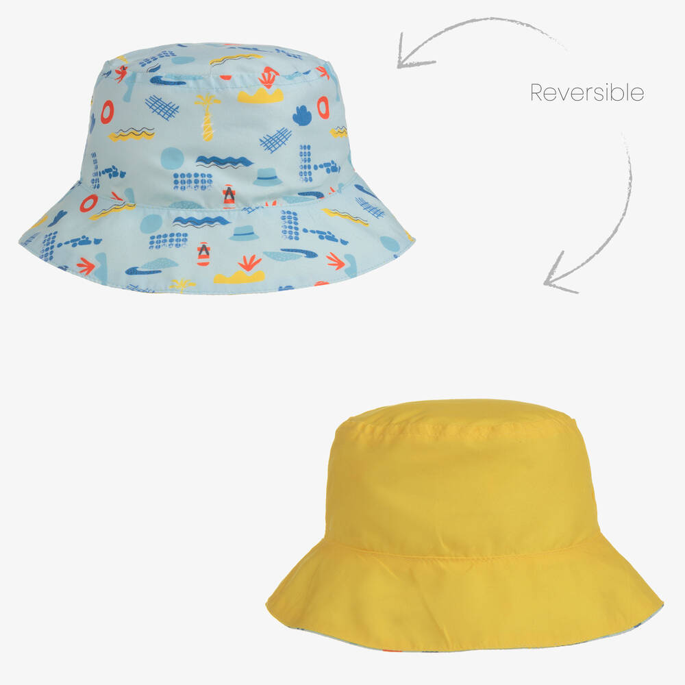 Archimede - Blue & Yellow Reversible Hat | Childrensalon