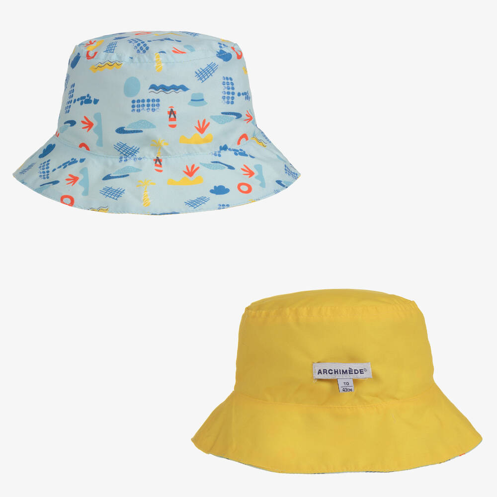 Archimede-Blue & Yellow Reversible Hat | Childrensalon Outlet