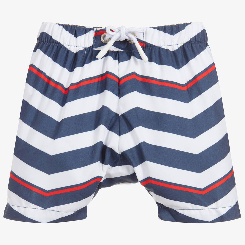 Archimede - Boys Blue & White Swim Shorts | Childrensalon