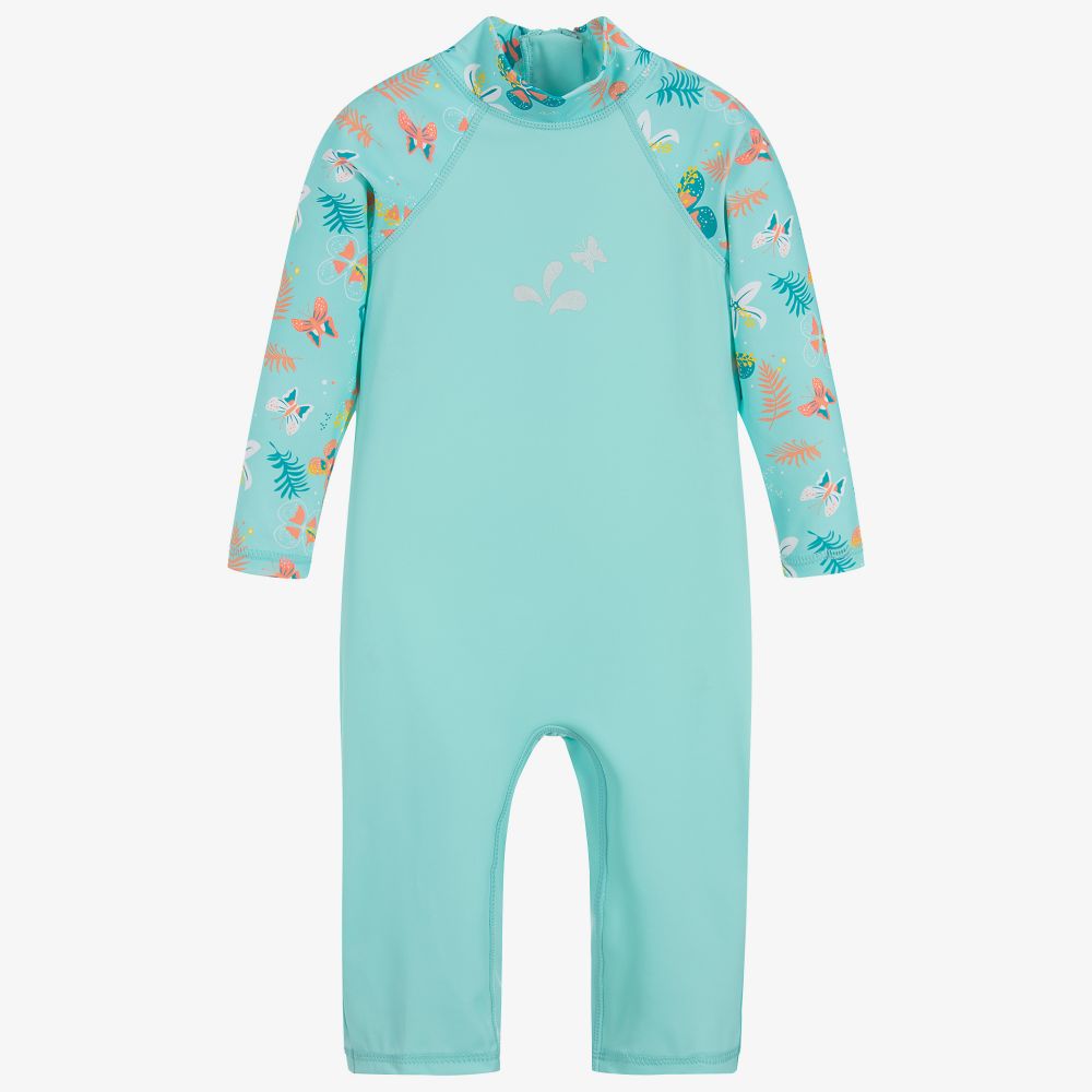 Archimede - Girls Blue Sun Suit (SPF50+) | Childrensalon