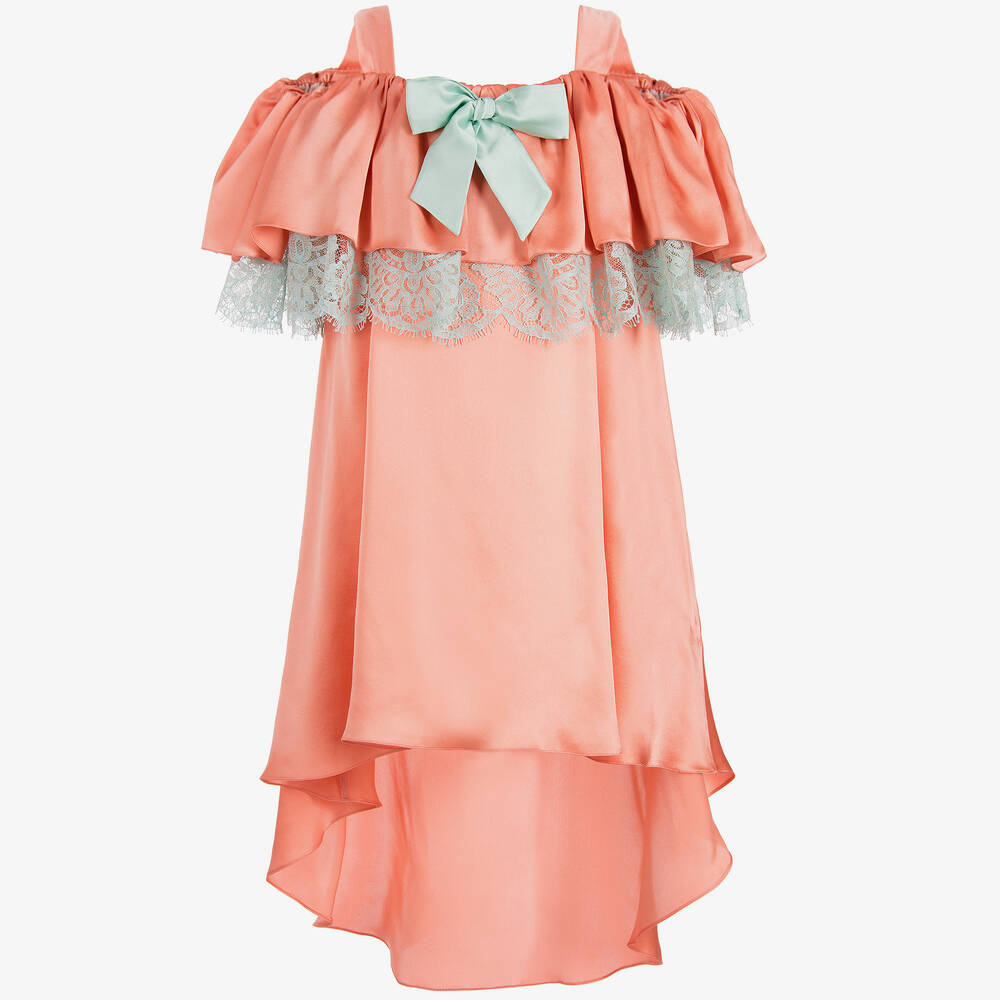 Aristocrat Kids - Girls Peach-Pink Silk 'Miss Antoinette' Dress | Childrensalon