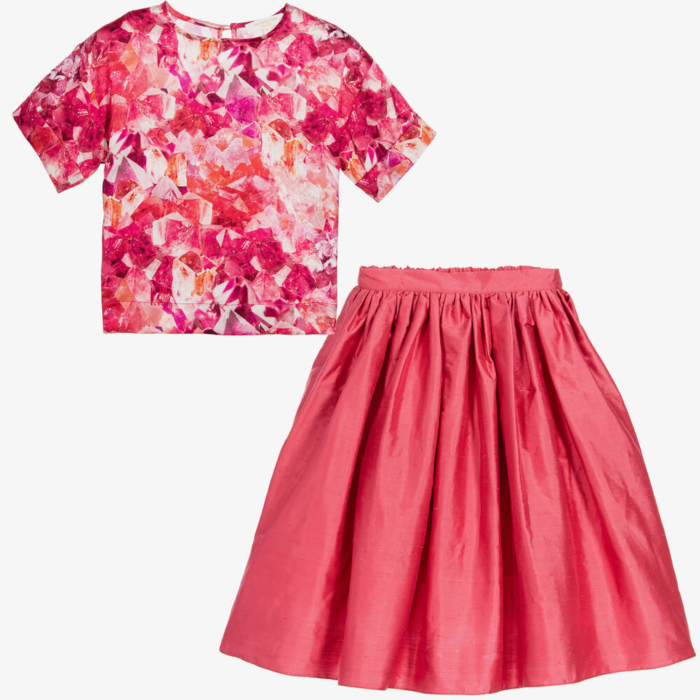 Aristocrat Kids-Girls Silk Blouse & Skirt Set | Childrensalon Outlet