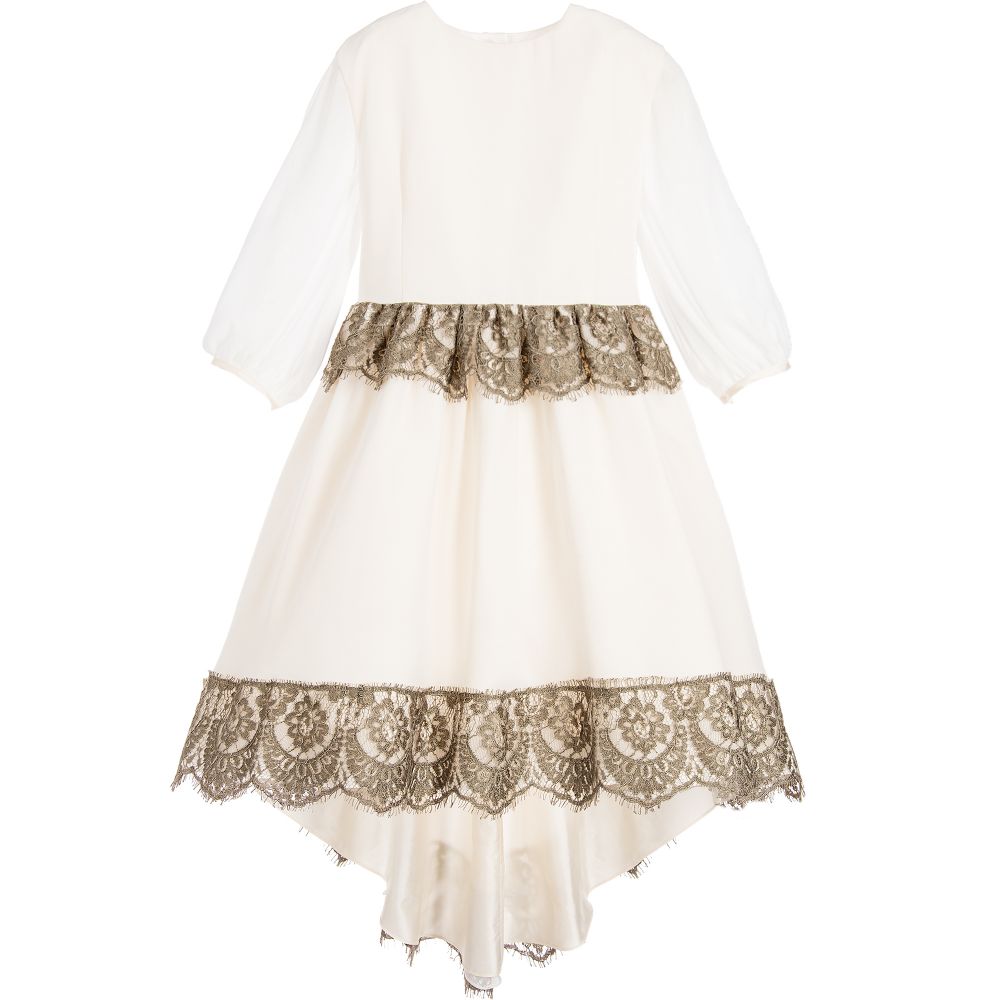 Aristocrat Kids - Ivory Silk Handmade Dress | Childrensalon