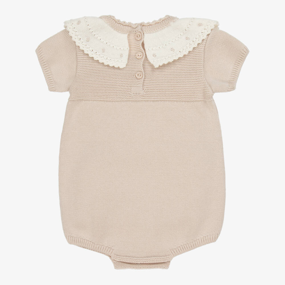 Artesanía Granlei-Baby Boys Beige Cotton Romper | Childrensalon Outlet